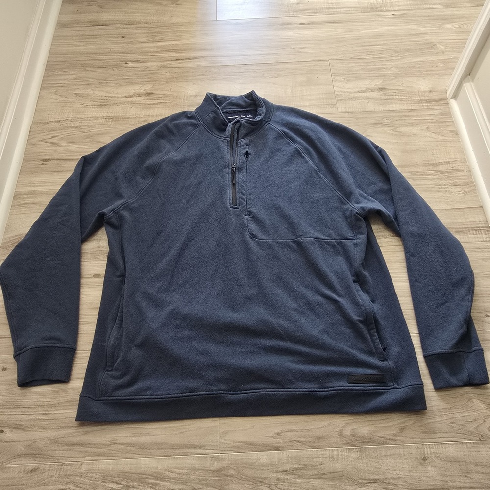 Abercrombie & Fitch Men's Cotton 1/4 Zip Sweater Size XL Blue Pockets